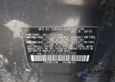 2020 Subaru Forester Premium from USA, damaged, VIN JF2SKAJC5LH432995